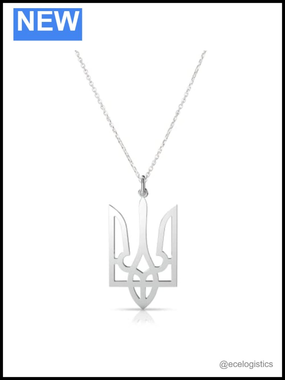Sterling Silver Ukrainian Trident Trizub Necklace Pendant 18 Inch Chain